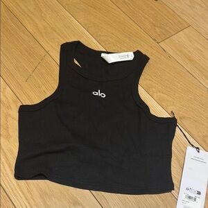 ALO Yoga Black Fitted Crop Tank Top